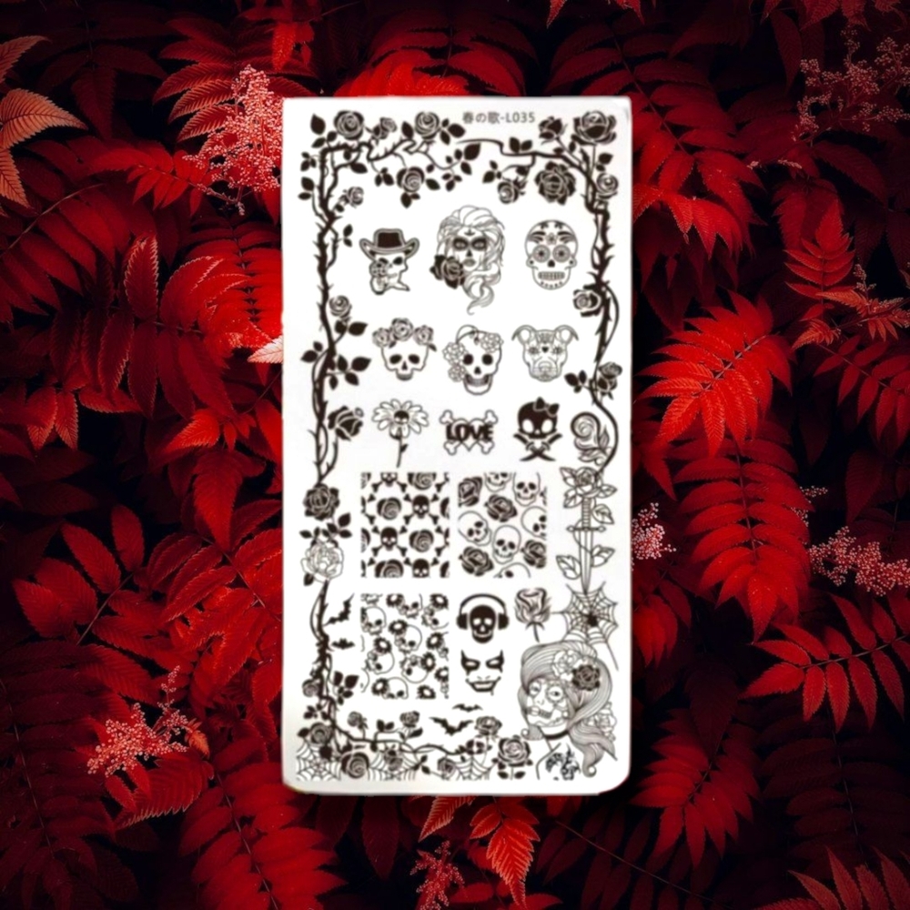 Harunouta | NWOT Nail Art Sugar Skulls Roses Stamping Plate L035
